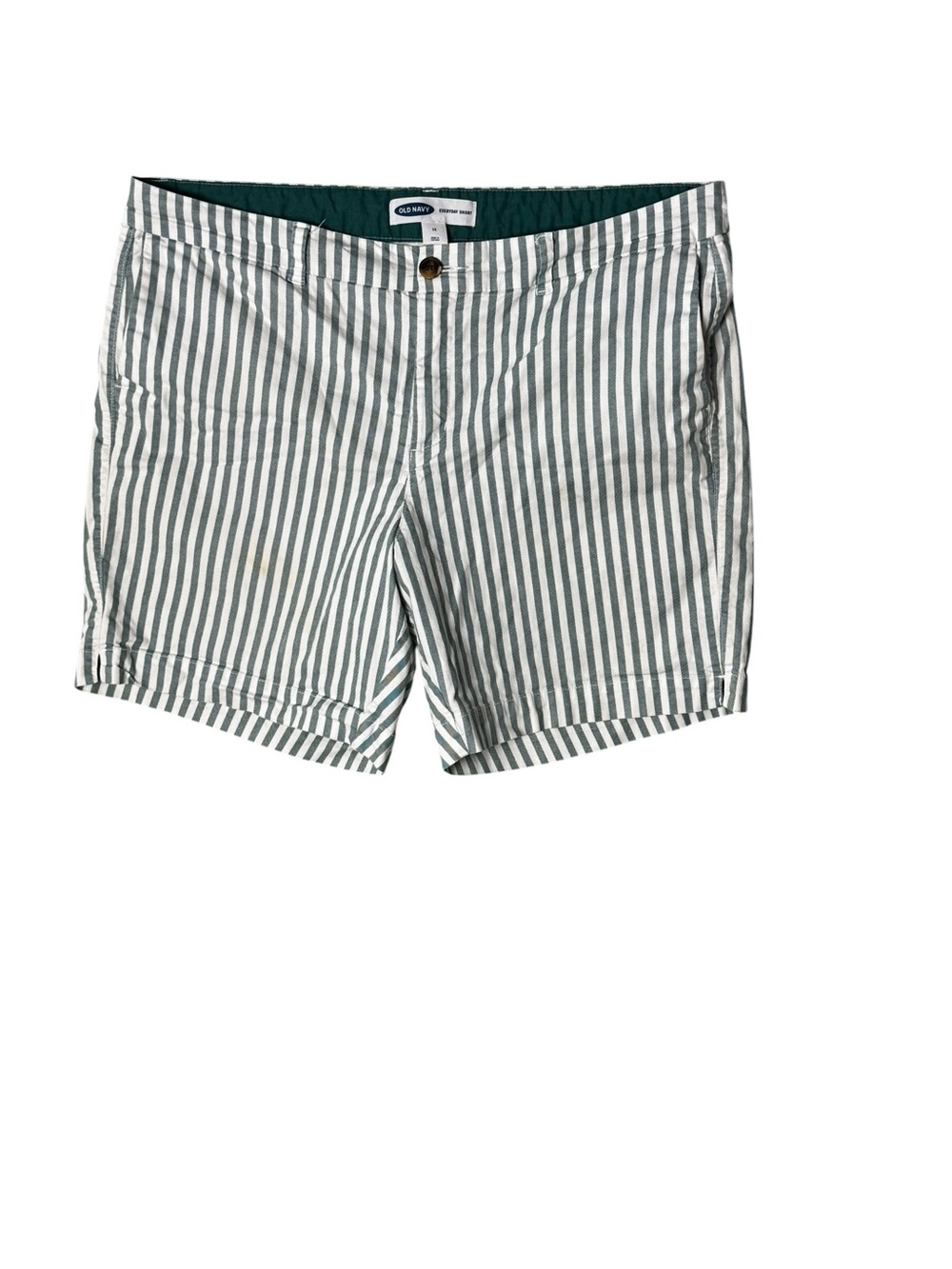 ⁠Old Navy Striped Shorts Women Size 16 Green Teal White Chino Everyday Short 5"⁠
